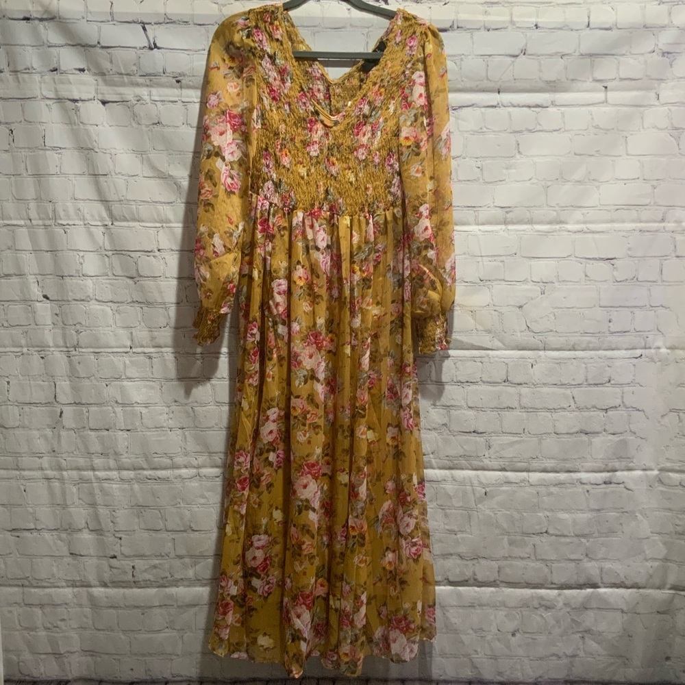 O.P.T Anthropologie Bohemian Contemporary Cottagecore Floral Print Dress Small
